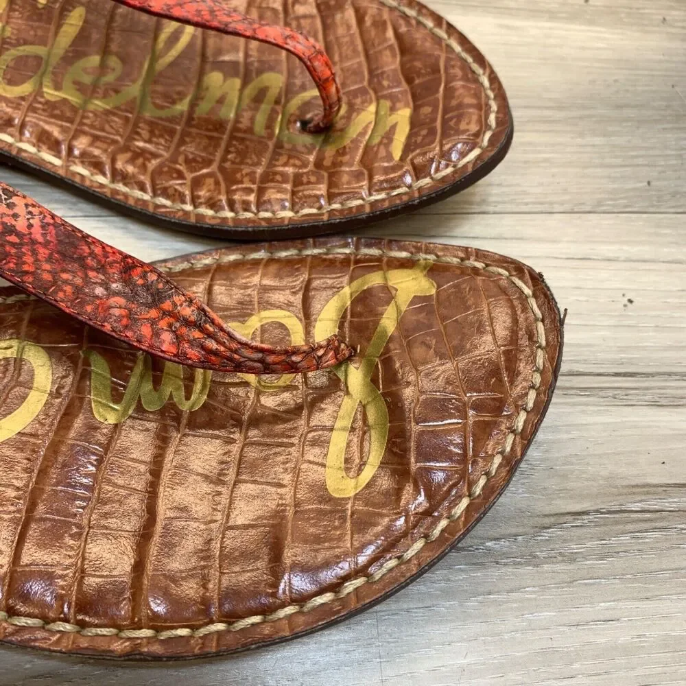 Sam Edelman Gigi Women's Orange Snake Thong T Strap Sandal Size 9 M - Picture 9 of 10